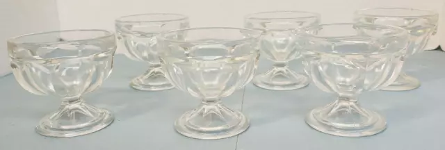 Federal Glass Footed Clear Dessert Cups Ice Cream Dish Sherbet Parfait Set of 6