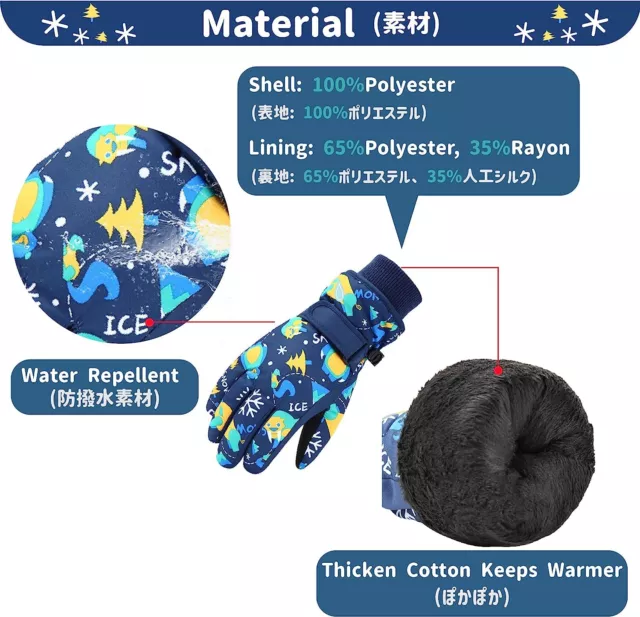 Toddler Mittens Waterproof Winter Warm Snow Ski Gloves Kids Girls Boys Cute Gift 3