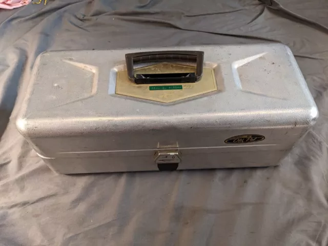 OLD VINTAGE METAL Fishing Tackle Box Loaded with lures and tackle and Misc.  $29.99 - PicClick