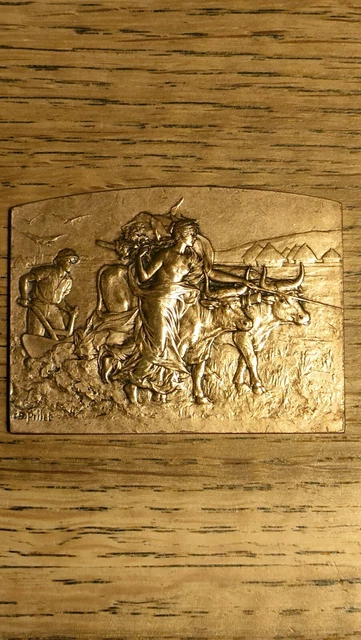 Attelage De Bœufs Guidé Par Un Paysan Tirant Une Charrue Groupe En Bronze Haut 115 1675449889 9474