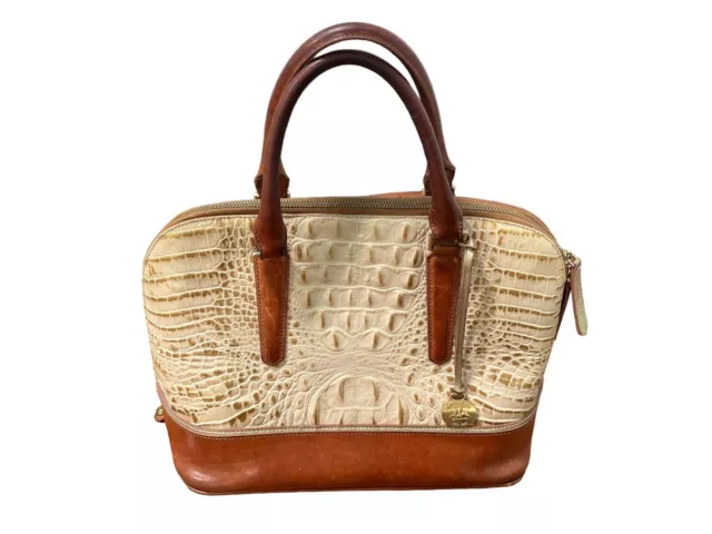 Brahmin Vivian in Champagne Tri-Texture Satchel Purse