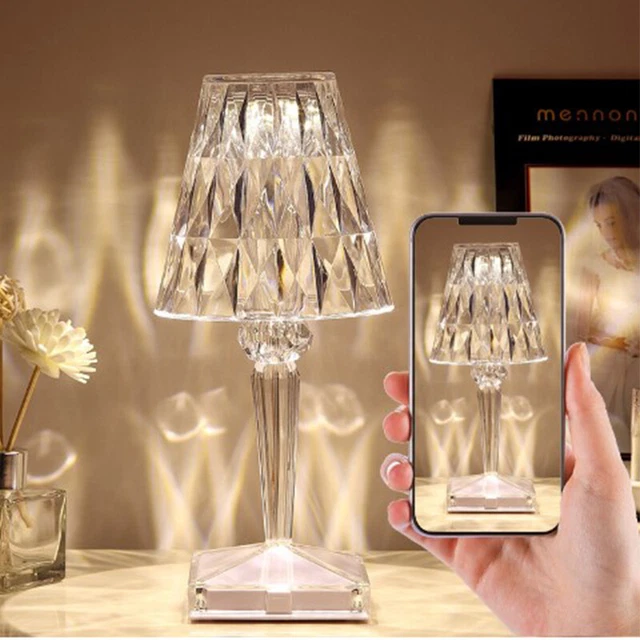 RGB LED Crystal Table Lamp Night Light Touch Diamond Rose Bar Atmosphere Bedside