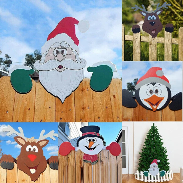 Weihnachtsgarten Weihnachtsmann Schneemann Elch Gartenzaun Peeker Weihnachten Outdoor Dekor