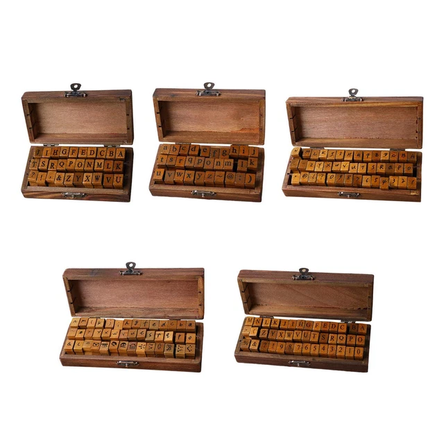Rustic Wooden Rubber Stamps Alphabet Letter DIY Crafts Scrapbooking Card Kids