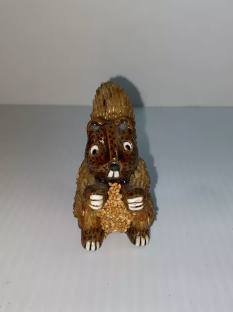 Vtg Seed Ceramic Squirrel Figurine Made In Uruguay