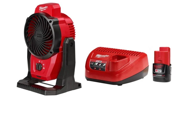 Milwaukee M12 Mounting Fan With 2.0Ah Battery & Charger Starter Kit Bundle