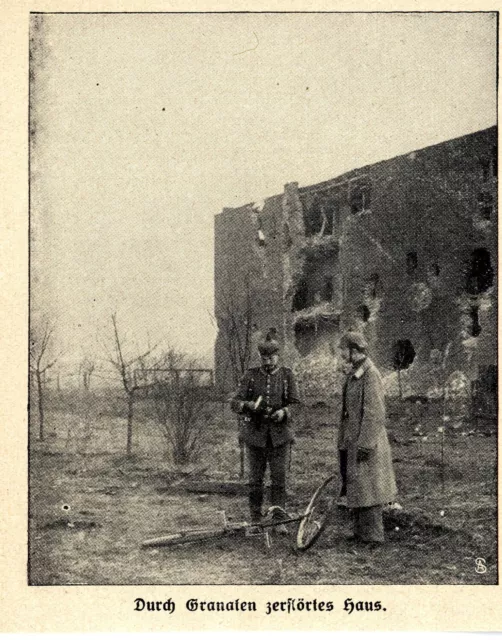 Russisch-Polen * Durch Granaten zerstörtes Haus (bei Lodz) * Bilddokument 1914