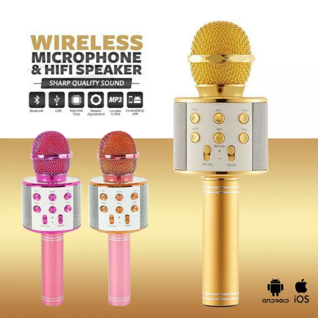 Wireless Bluetooth Karaoke Microphone Speaker Handheld Mic USB Player KTV Q9 AU