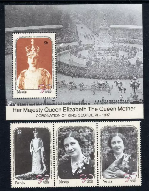 NEVIS MNH 1990 SG555-8 90th Birthday of Queen Mother