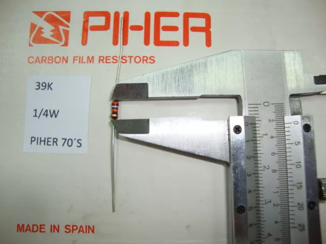 Vintage Piher Resistor. 1/4W 39K 5% *4 Pc* New Original 1970´S. C84