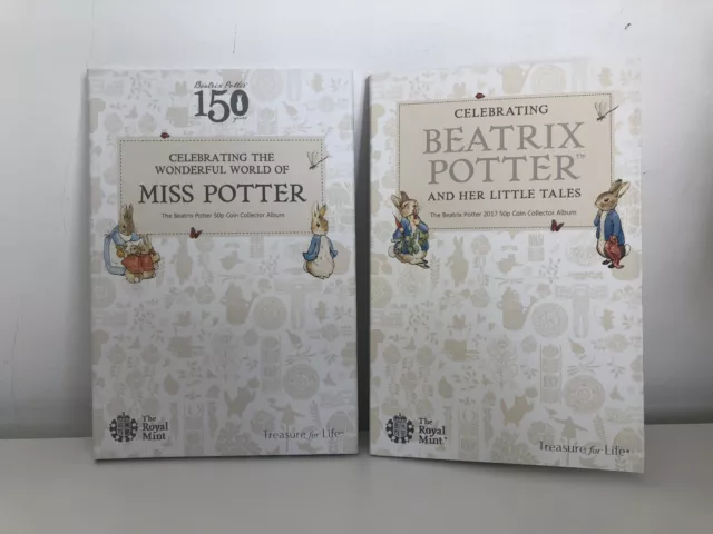 Beatrix Potter The Royal Mint 50p Coin Collection Official 2016 And 2017 Albums