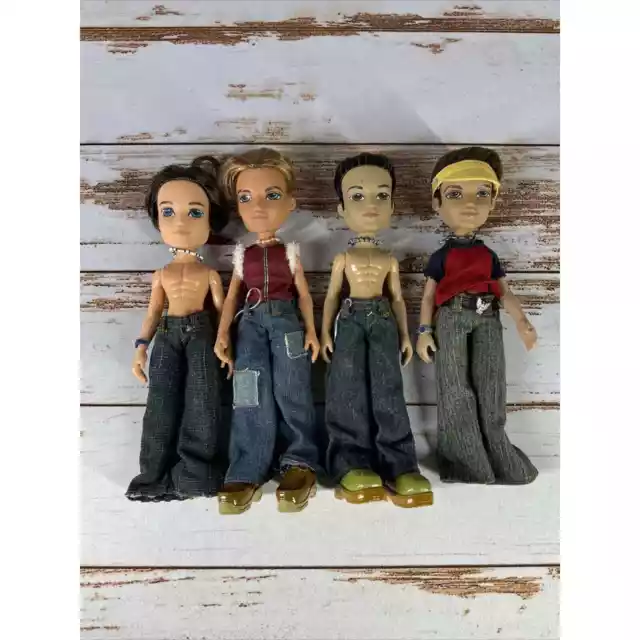 Lot of 4 Bratz Boyz Dolls with Cloths and Some Have Shoes MGA