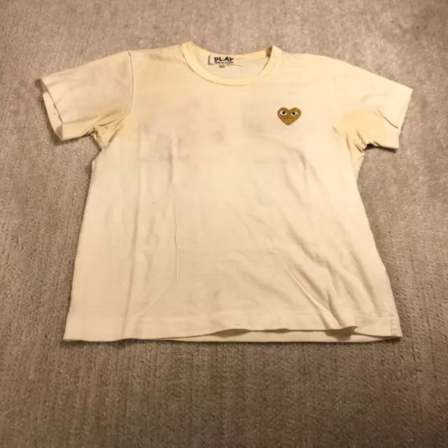 Comme Des Garcons Shirt Womens Medium Gold Heart Tee Preppy Casual CDG Play