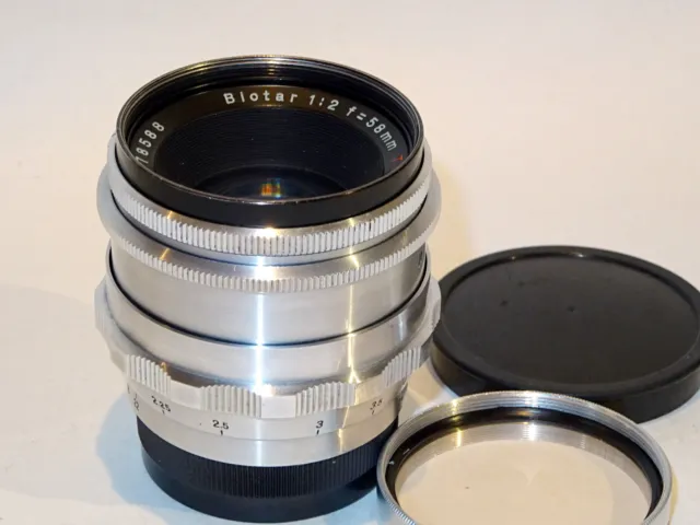 Objektiv lens Carl Zeiss Jena Biotar 1:2 f=58mm 2/58 red T von 1952 prime lens