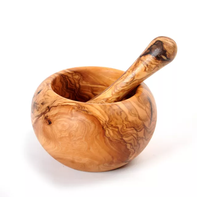 Handcrafted Olive Wood Medium Mortar & Pestle, Wooden Crush Spices 4.5"