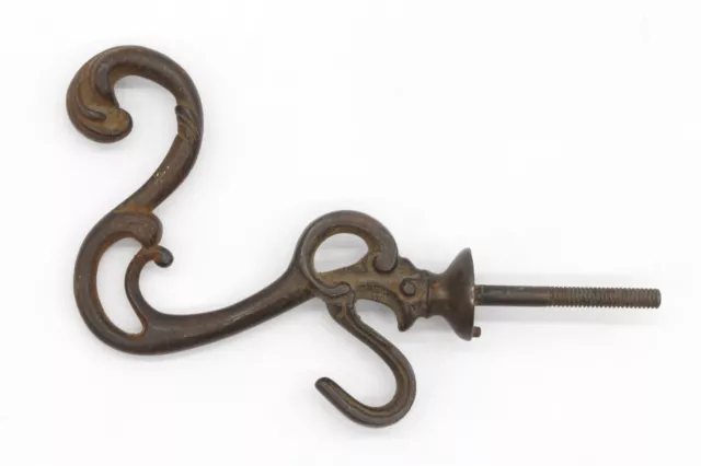 Antique Double Arm Serpentine Cast Iron Wall Tree Hook