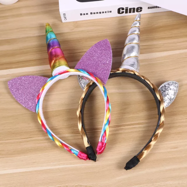 4 Pcs Haarband Regenbogen-Einhorn-Stirnband Haargummis Für Mädchen Kopfschmuck