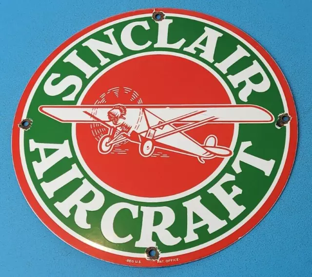 Vintage Sinclair Aircraft Porcelain Gasoline Service Station Airplane Sign