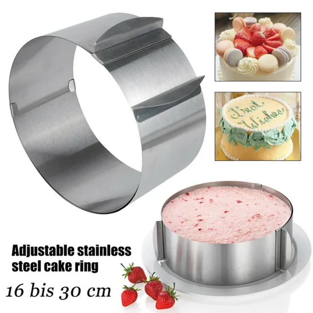 Anello per torta da 16 a 30 cm regolabile Tartiera Stampo Inox Forno 8,5cm Ring