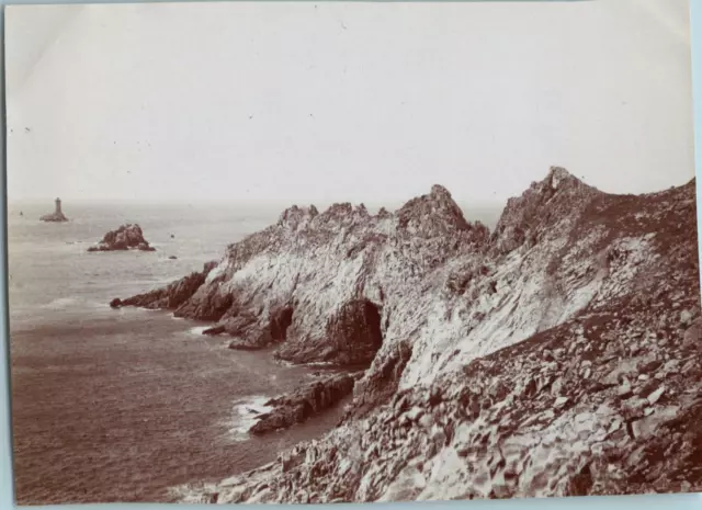France, Pointe du Raz, vintage citrate print, circa 1900 vintage print, Ti