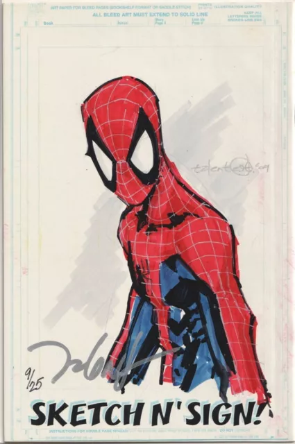 Marvel Sketch N Sign Signed Talent Caldwell Remarked Spider-Man Jay Company Coa