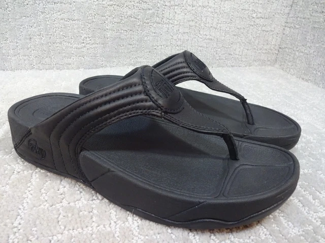 Fitflop Womens Size 8 US All Black Low Heel Flat Slip On Casual Thong Sandals