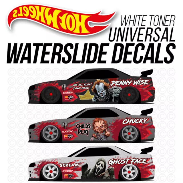 1/64 Scale HALLOWEEN Custom White Toner Universal WaterSlide Decal Hot Wheels