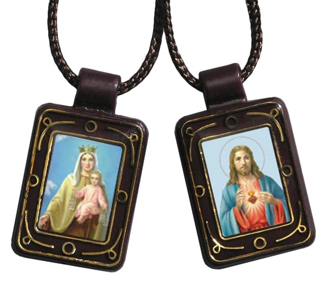 OUR LADY OF Mount Carmel & Sacred Heart Brown Scapular, New #MD-037 $4. ...