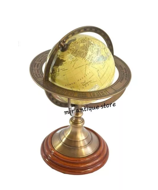 Tablero de mesa Vintage Globe de latón antiguo, 10'' World Map Globe...