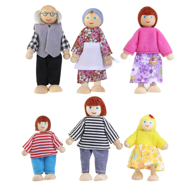 6PCS WOODEN PUPPET Toy Miniature Puppet Wooden Hand Puppets Wooden ...