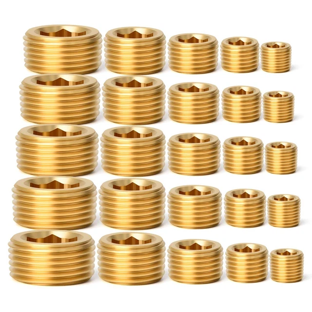 25Pcs Brass Pipe Fitting,1/8"1/4"3/8" 1/2"