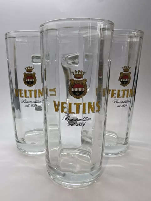 Veltins German Beer Stein Glass w/Handle Tall Pint Mug. Home bar