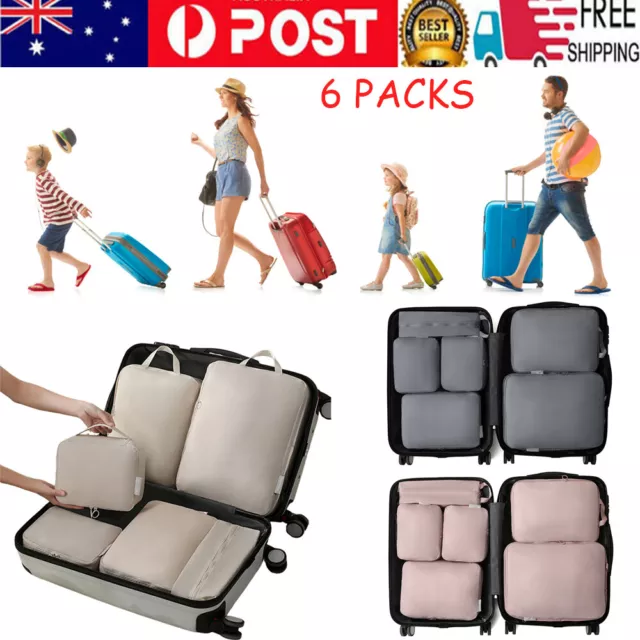 6x Compression Packing Cubes Storage Travel Luggage Bags Organizer business trip