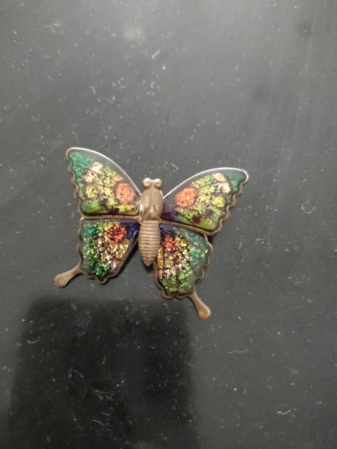 Broche Papillon Vintage T.W. - Bijou Ancien Pour Femme - Occasion
