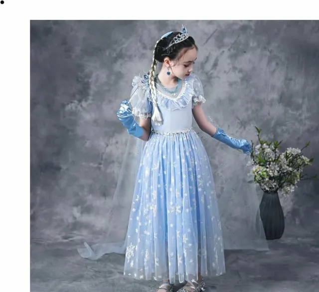 NUOVO BELLISSIMO Costume Fantasioso Abito Principessa Cosplay Regina delle Nevi Frozen Elsa