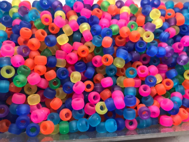 1000 x perles de poney couleur mélangée fabrication de bijoux artisanat plastique brillant mélange givré