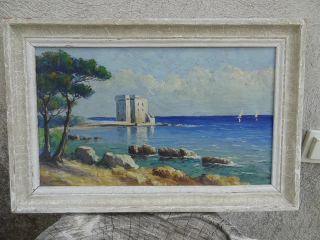 François Borelly ancien tableau marine ile du lerins