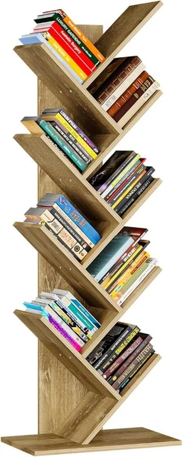 YITAHOME Estantería de Árbol Piso Estantería de Libros Estantes de Libros de Madera Color