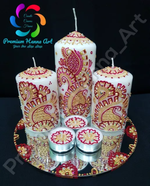 Decorative Personalised Henna Mehndi Candles - Wedding, Christmas, Birthday Gift