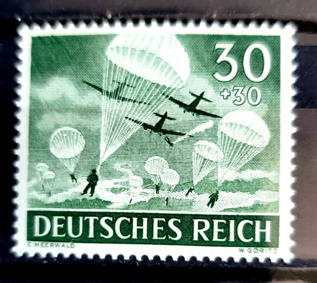 German Reich stamp MNH 1943 Mi:DR 840 Armed Forces Day Paratroopers