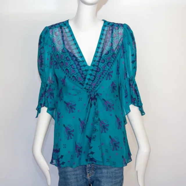 Nanette Lepore Couture silk tunic ruffled sleeve with camisole $398 NWOT Sz 6