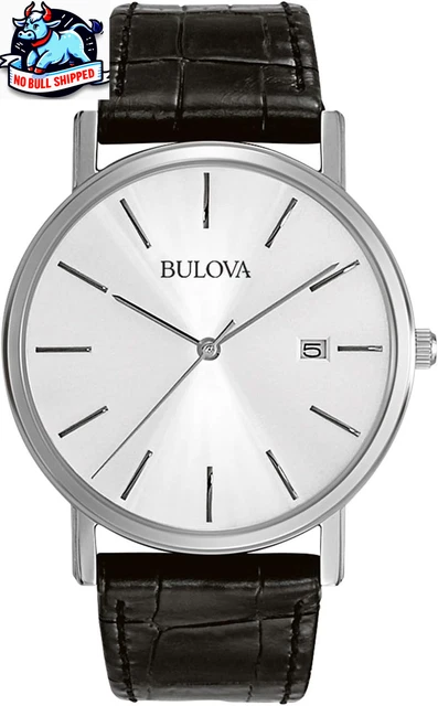 MEN S CLASSIC BULOVA 3 Hand Calendar Date Quartz Leather Strap
