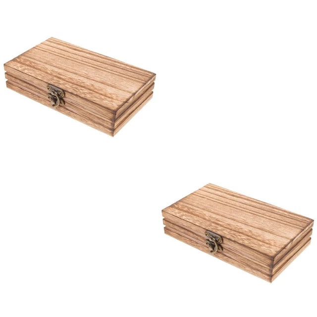 2x Caja de madera multiusos con tapa Caja de almacenamiento de madera