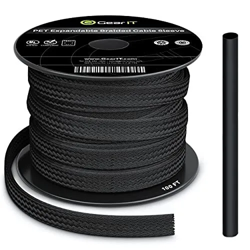 100ft 1/4 Inch Pet Expandable Cable Management Sleeve Wire Loom Cord Cover For