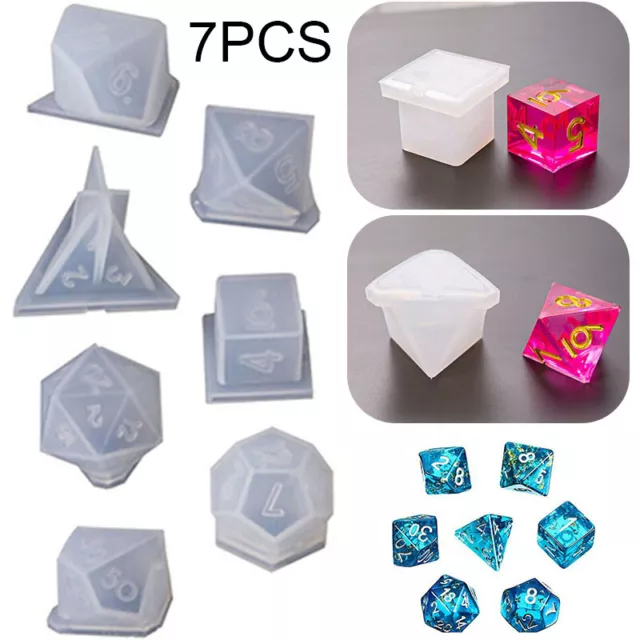 7Pcs DIY Dice Fillet Square Triangle Dice Epoxy Mold Digital Game Silicone  Mould
