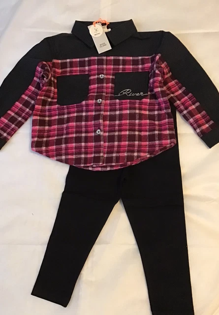 River island mini girls aged 9-12 months pink shacket Check Set BNWT 2