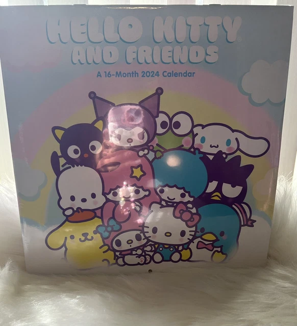 HELLO KITTY SANRIO 2024 WALL CALENDAR 12"x24" Kuromi Melody Keroppi NEW