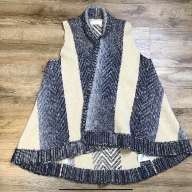 Anthro Vest Size XS/S Sleeping On Snow Mabli Cardigan Sweater Boho Ombré Blue