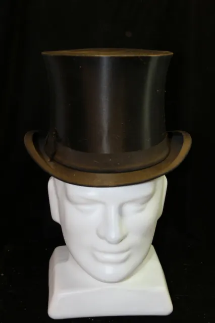 Alter Klappzylinder Hut schwarz gebraucht Gr S-M sammlerstück um 1900 Dekoration