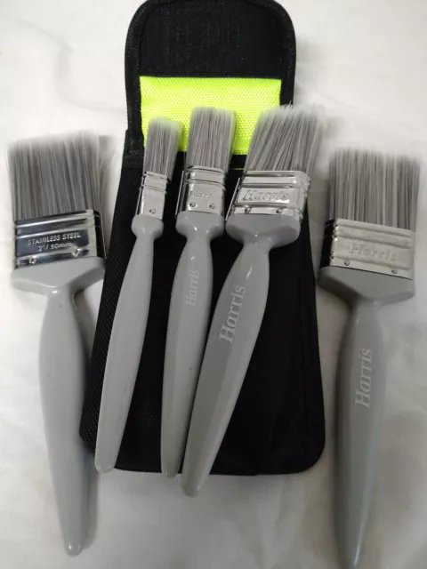 Harris Paint 5 Brushes Set Emulsion Wall & Ceiling Paint Brush + Brush Holder